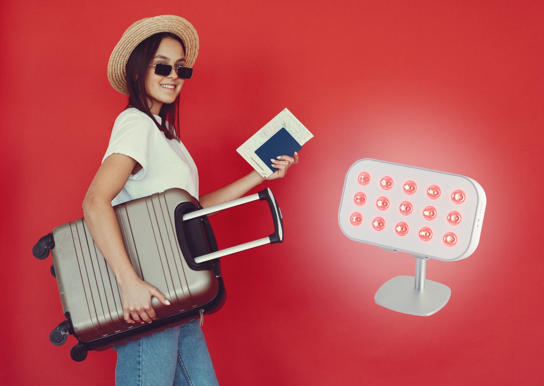 How a woman travels with LUMEBOX red light therapy